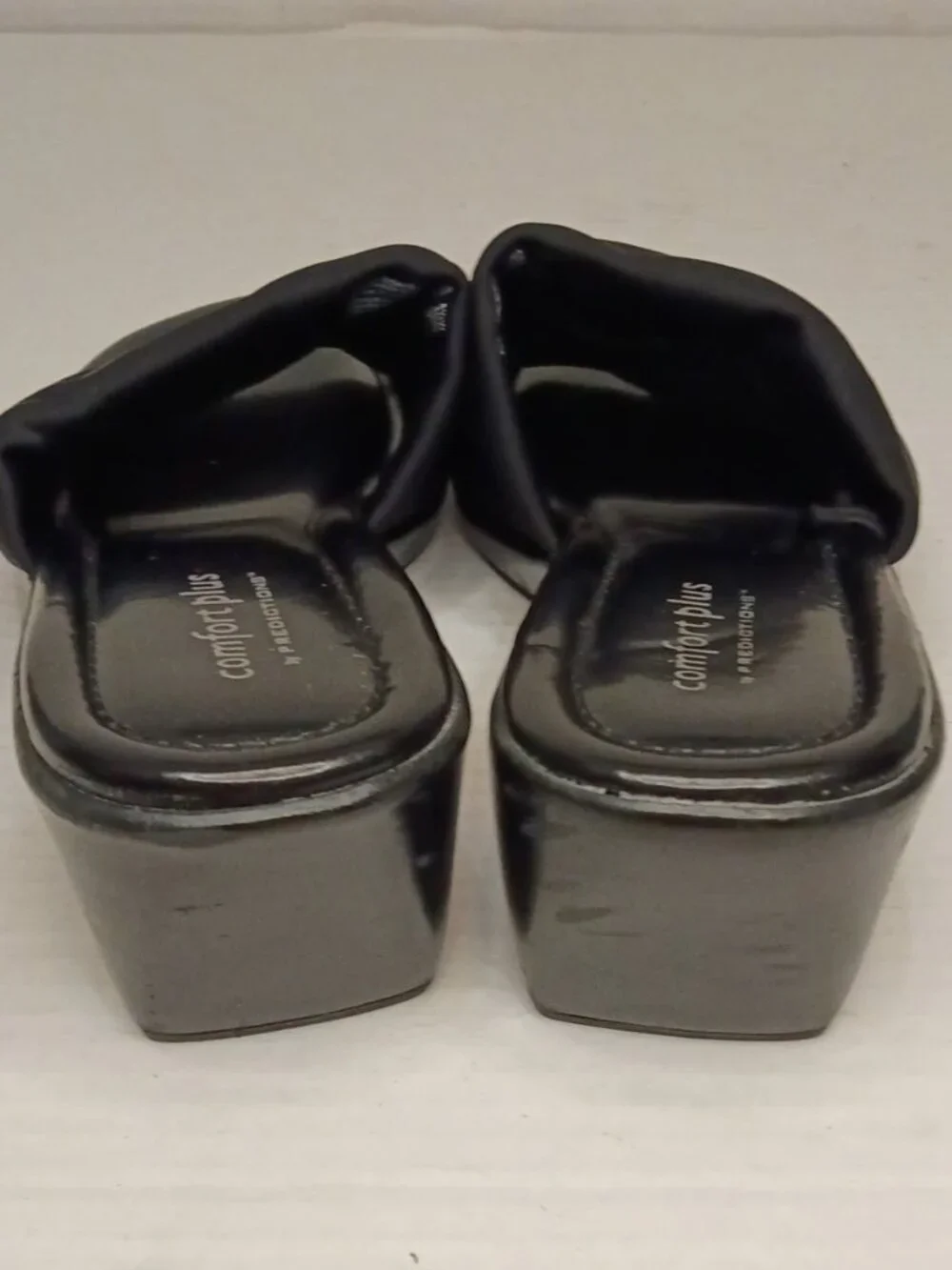 Comfort Plus Predictions Black Wide Slide Wedge Sandals Women’s 8.5W